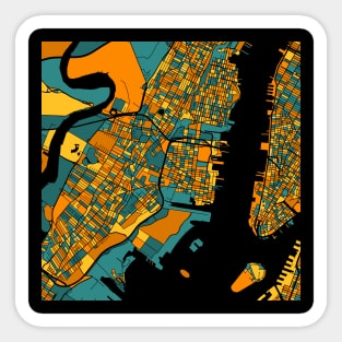 Jersey City Map Pattern in Orange & Teal Sticker